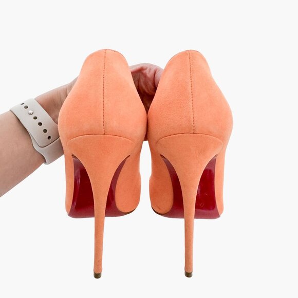 Christian Louboutin So Kate 120 Pumps EU 38 US 8 Orange Suede Pointed High Heel - Picture 5 of 13